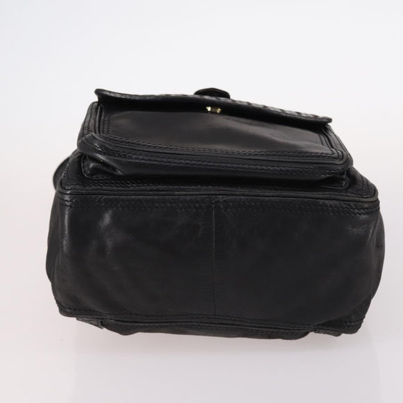 BOTTEGA VENETA INTRECCIATO Backpack Leather Black Gold Auth 141914