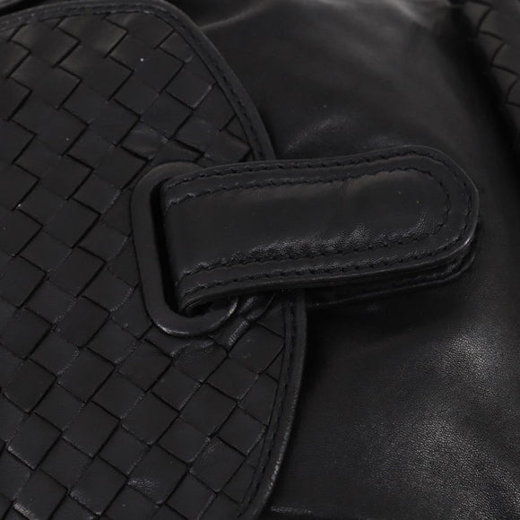 BOTTEGA VENETA INTRECCIATO Backpack Leather Black Gold Auth 141914