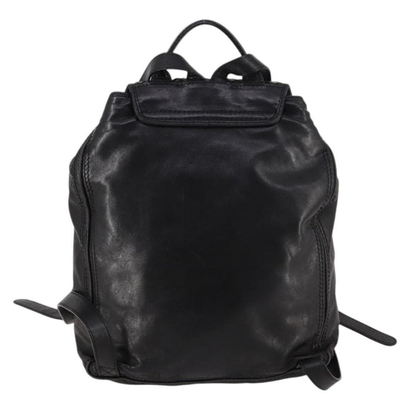 BOTTEGA VENETA INTRECCIATO Backpack Leather Black Gold Auth 141914