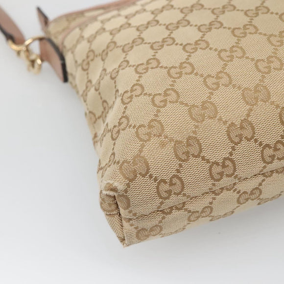 GUCCI GG Canvas Shoulder Bag Beige Gold 388924 Auth 141915