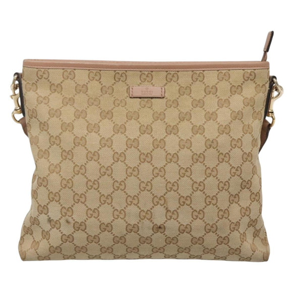 GUCCI GG Canvas Shoulder Bag Beige Gold 388924 Auth 141915
