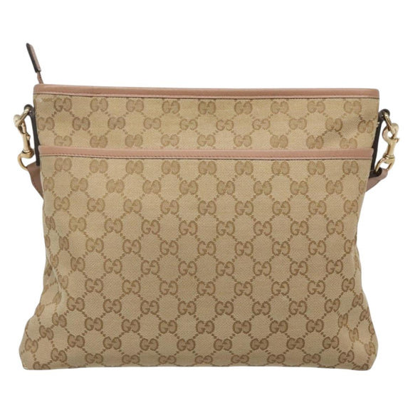 GUCCI GG Canvas Shoulder Bag Beige Gold 388924 Auth 141915