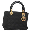 Christian Dior Canage Hand Bag Nylon Black Gold Auth 141916-1