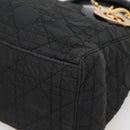 Christian Dior Canage Hand Bag Nylon Black Gold Auth 141916-10
