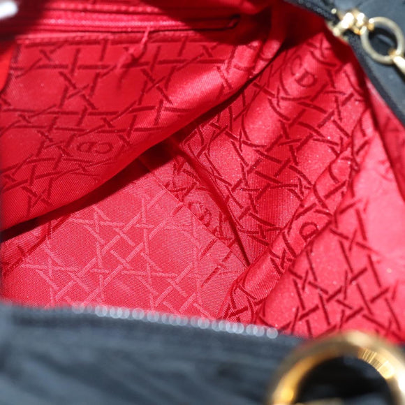Christian Dior Canage Hand Bag Nylon Black Gold Auth 141916
