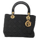 Christian Dior Canage Hand Bag Nylon Black Gold Auth 141916-2