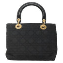 Christian Dior Canage Hand Bag Nylon Black Gold Auth 141916-3