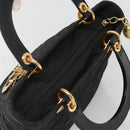 Christian Dior Canage Hand Bag Nylon Black Gold Auth 141916-6