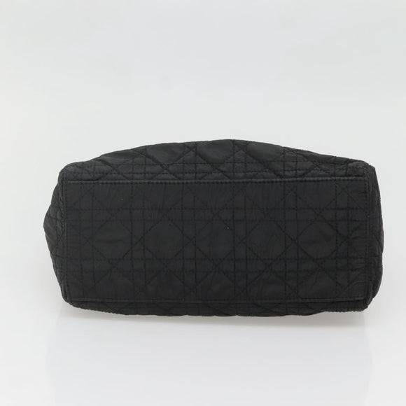 Christian Dior Canage Hand Bag Nylon Black Gold Auth 141916