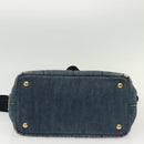 PRADA Canapa PM Hand Bag Denim 2way Blue Gold Auth 141917-5