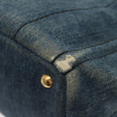 PRADA Canapa PM Hand Bag Denim 2way Blue Gold Auth 141917-10