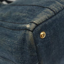 PRADA Canapa PM Hand Bag Denim 2way Blue Gold Auth 141917-16