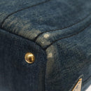 PRADA Canapa PM Hand Bag Denim 2way Blue Gold Auth 141917-17