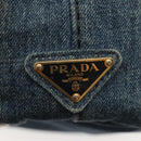 PRADA Canapa PM Hand Bag Denim 2way Blue Gold Auth 141917-18