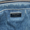 PRADA Canapa PM Hand Bag Denim 2way Blue Gold Auth 141917-19