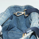 PRADA Canapa PM Hand Bag Denim 2way Blue Gold Auth 141917-20
