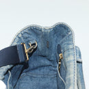 PRADA Canapa PM Hand Bag Denim 2way Blue Gold Auth 141917-21