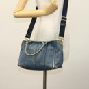 PRADA Canapa PM Hand Bag Denim 2way Blue Gold Auth 141917-23