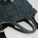 PRADA Canapa PM Hand Bag Denim 2way Blue Gold Auth 141917-6