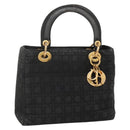 Christian Dior Canage Hand Bag Nylon Black Gold Auth 141920-1