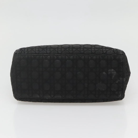 Christian Dior Canage Hand Bag Nylon Black Gold Auth 141920