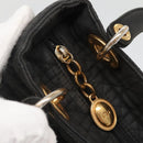 Christian Dior Canage Hand Bag Nylon Black Gold Auth 141920-15