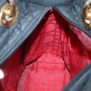 Christian Dior Canage Hand Bag Nylon Black Gold Auth 141920-20