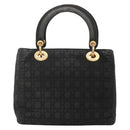 Christian Dior Canage Hand Bag Nylon Black Gold Auth 141920-3