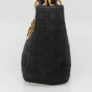 Christian Dior Canage Hand Bag Nylon Black Gold Auth 141920-5
