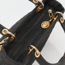 Christian Dior Canage Hand Bag Nylon Black Gold Auth 141920-6