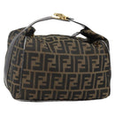 FENDI Zucca Canvas Hand Bag Black Brown Auth 141927-1