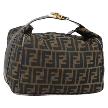 FENDI Zucca Canvas Hand Bag Black Brown Auth 141927