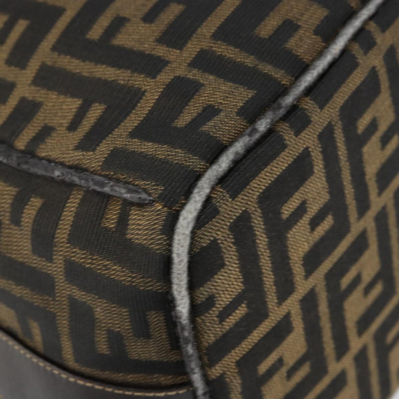 FENDI Zucca Canvas Hand Bag Black Brown Auth 141927