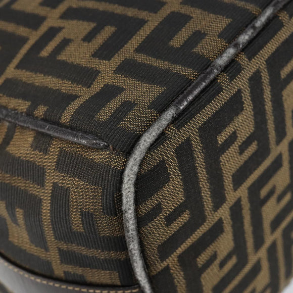 FENDI Zucca Canvas Hand Bag Black Brown Auth 141927