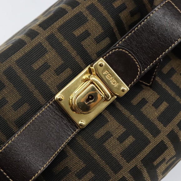 FENDI Zucca Canvas Hand Bag Black Brown Auth 141927