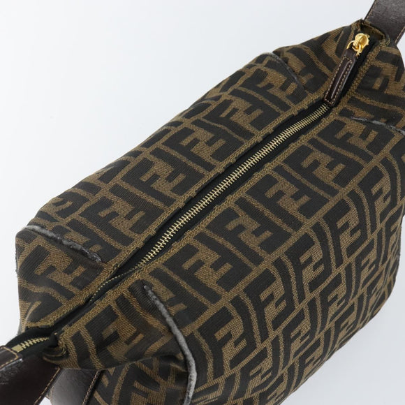 FENDI Zucca Canvas Hand Bag Black Brown Auth 141927