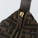 FENDI Zucca Canvas Hand Bag Black Brown Auth 141927-10