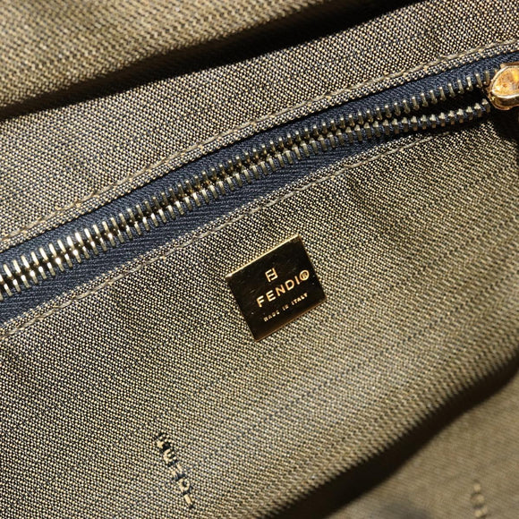 FENDI Zucca Canvas Hand Bag Black Brown Auth 141927