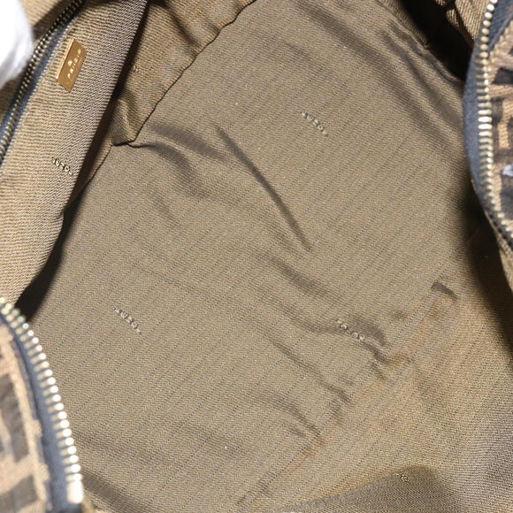 FENDI Zucca Canvas Hand Bag Black Brown Auth 141927