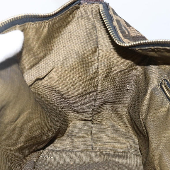 FENDI Zucca Canvas Hand Bag Black Brown Auth 141927