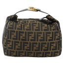 FENDI Zucca Canvas Hand Bag Black Brown Auth 141927-13
