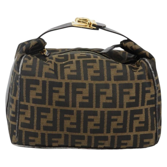 FENDI Zucca Canvas Hand Bag Black Brown Auth 141927