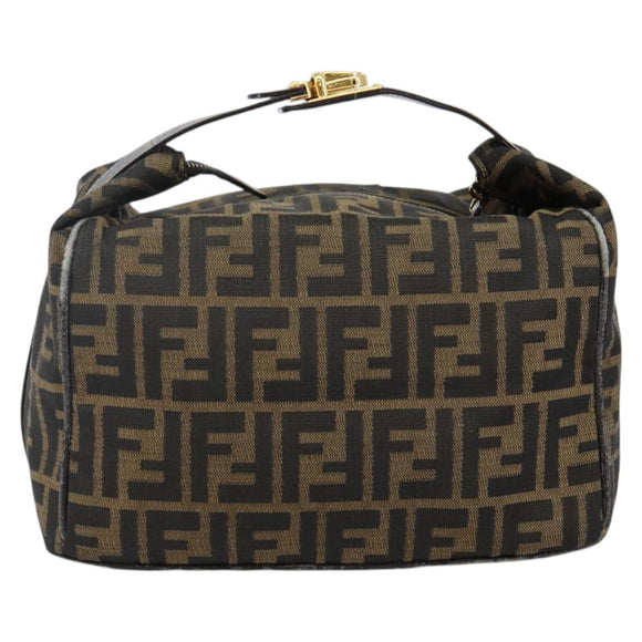 FENDI Zucca Canvas Hand Bag Black Brown Auth 141927