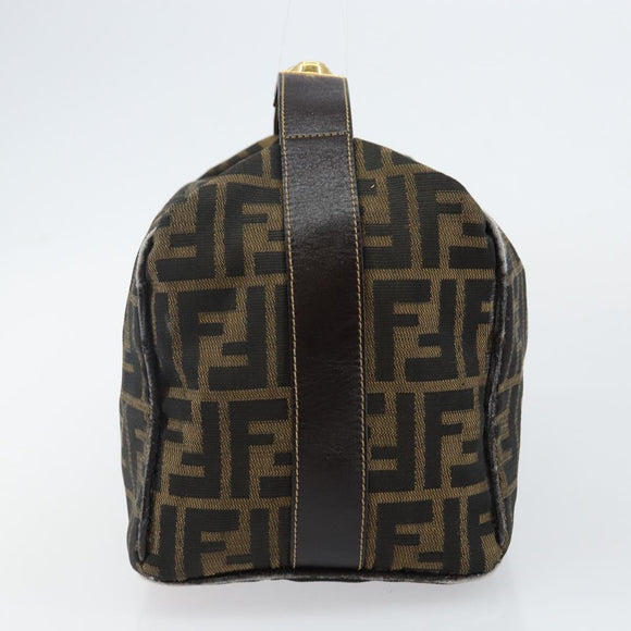 FENDI Zucca Canvas Hand Bag Black Brown Auth 141927