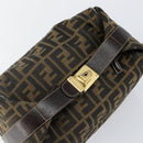 FENDI Zucca Canvas Hand Bag Black Brown Auth 141927-6