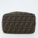 FENDI Zucca Canvas Hand Bag Black Brown Auth 141927-5