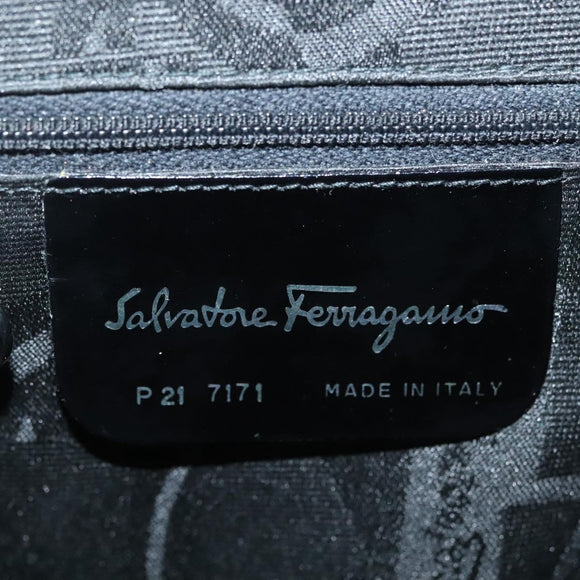 Salvatore Ferragamo Vala Shoulder Bag Leather Black Silver Auth 141933