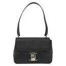 Salvatore Ferragamo Vala Shoulder Bag Leather Black Silver Auth 141933-13