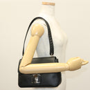 Salvatore Ferragamo Vala Shoulder Bag Leather Black Silver Auth 141933-23