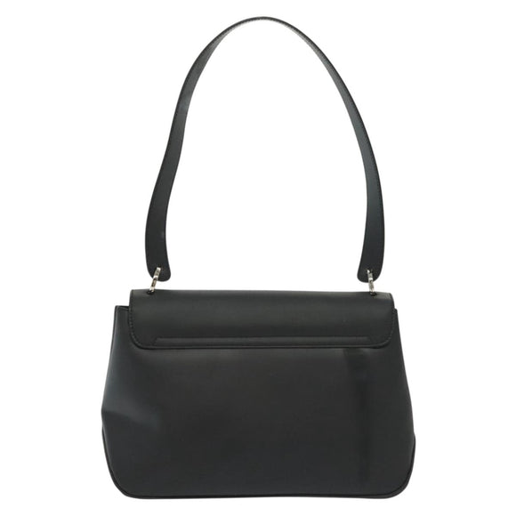 Salvatore Ferragamo Vala Shoulder Bag Leather Black Silver Auth 141933